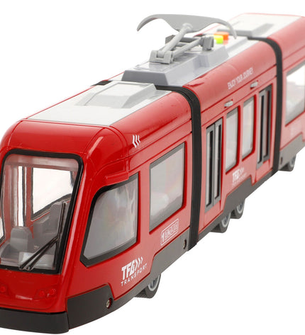 Set of two Speed & Go toy racing trains, 45x11x6 cm with friction function, for children’s play and racing games.