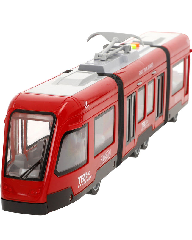 Set of two Speed & Go toy racing trains, 45x11x6 cm with friction function, for children’s play and racing games.