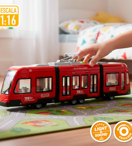 Speed & Go toy train set with two friction-powered trains, measuring 45x11x6 cm, designed for children’s play and vehicle fun.