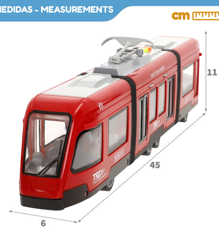 Speed & Go train set, 45x11x6 cm with friction, includes 2 toy trains for children’s play and racing adventures.