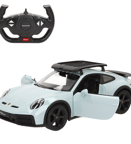 Set of two Porsche remote control police cars, 32x12x13 cm, detailed toy vehicles for kids, in blue with police markings.