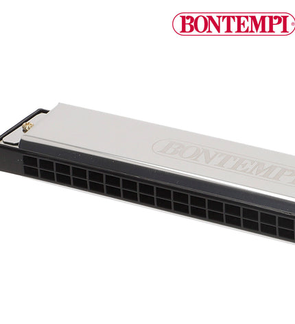 Bontempi 18x2x3 cm toy harmonica, a colorful musical instrument for children, with metal reeds and plastic body.