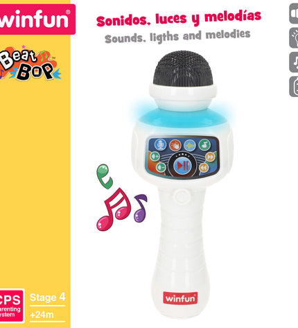 Winfun karaoke microphone toys, set of 4 electronic play microphones for kids, colorful and fun for sing-along games.