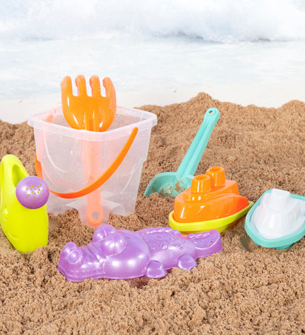 Colorbaby strand toys set with 12 colorful plastic pieces, ideal for outdoor play and sports activities.