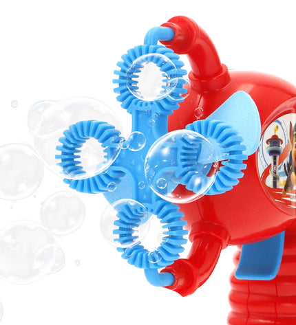 Set of 12 Paw Patrol bubble blowers with 50ml solution, colorful cartoon character design, ideal for outdoor play and fun.