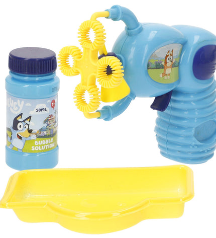 Bluey Bellenblaas speelgoed set with 12 blue bubble wands, 50 ml solution, colorful plastic handles, perfect for outdoor play.