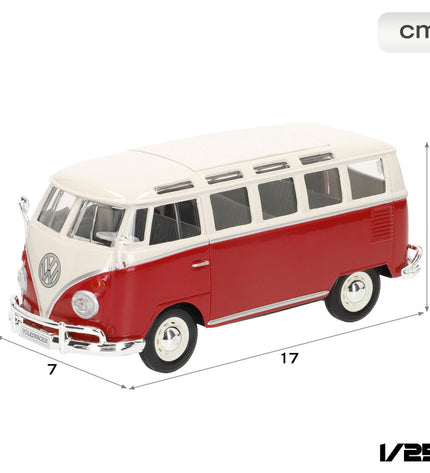 Set of four Volkswagen toy buses, colorful plastic vehicles for kids' play, featuring detailed VW bus design and vibrant colors.