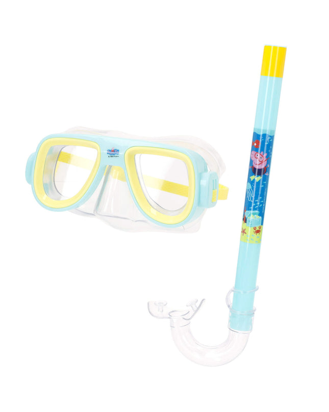 Set of 12 Peppa Pig children's snorkel masks and snorkels for watersports, featuring colorful designs for outdoor swimming activities.