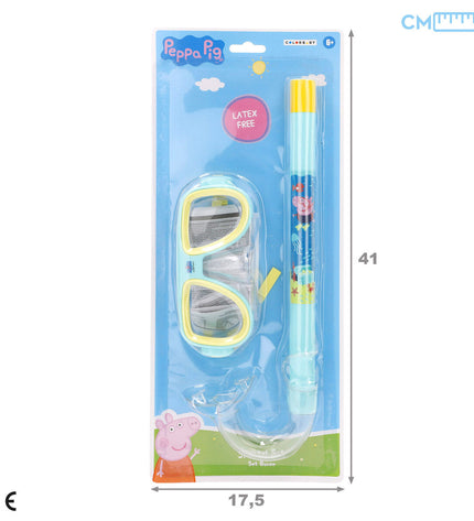 Colorful Peppa Pig kids' snorkel masks and tubes set, perfect for outdoor watersports and swimming fun.