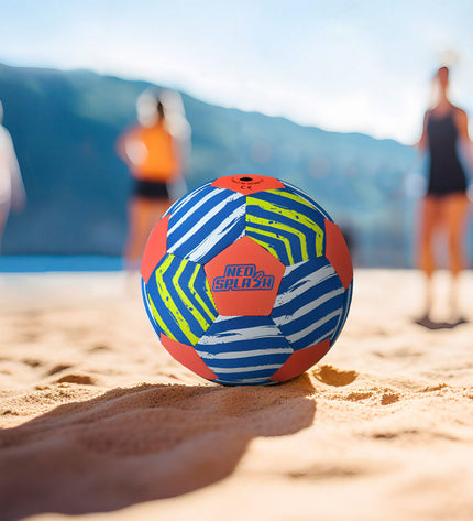 Set of 24 Aktive Strandvoetbal Aktive Neo Splash soccer balls with colorful panels, designed for outdoor beach and sport play.