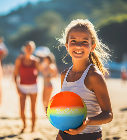 Set of 24 multicolour Aktive Neo Splash neoprene volleyballs for outdoor sports and training.