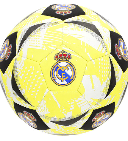 Set of 12 Real Madrid C.F. Strandvoetbal footballs for outdoor play, featuring the team's logo and colors.