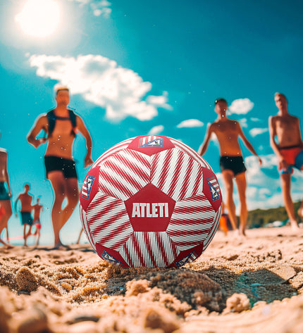 Set of 12 Atlético Madrid size 5 outdoor footballs with Atlético Madrid branding, suitable for sports and outdoor play.