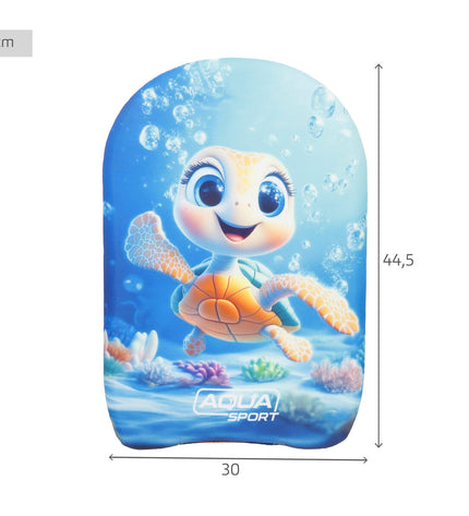 AquaSport bodyboard, 30 x 44.5 x 3 cm, for watersport and outdoor fun, with a sleek design and textured surface.