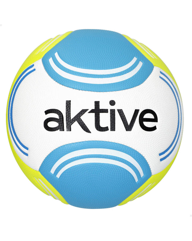 Set of 12 Aktive football toys, each 22x22x22 cm, colorful and suitable for outdoor play and sports activities.