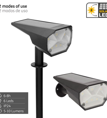 Set of six Aktive outdoor garden decorative solar lamps, 8x37x11 cm, for illuminating outdoor spaces.