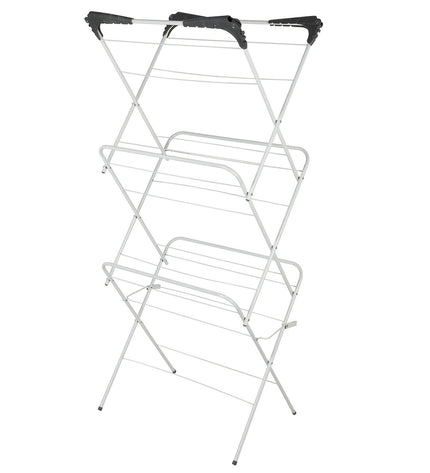 Pair of Max Home metal clothes drying racks, 62x140x45 cm, for household storage and organization in the laundry or kitchen area.