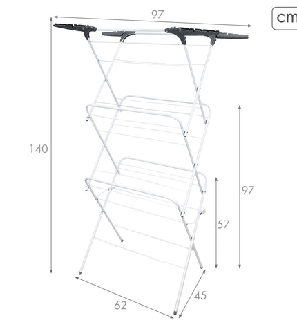 Pair of Max Home metal clothes drying racks, 62 x 140 x 45 cm, ideal for home laundry and organization.