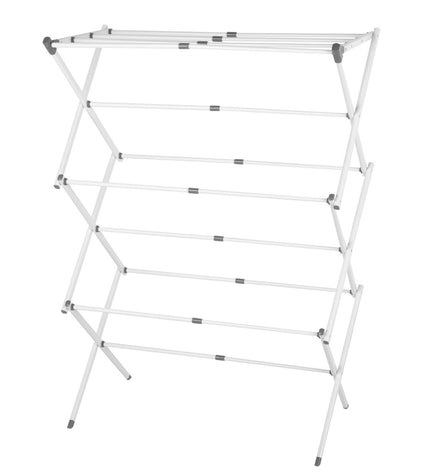 Pair of Max Home metal laundry drying racks, 75x104x37 cm, ideal for household clothes drying and storage.