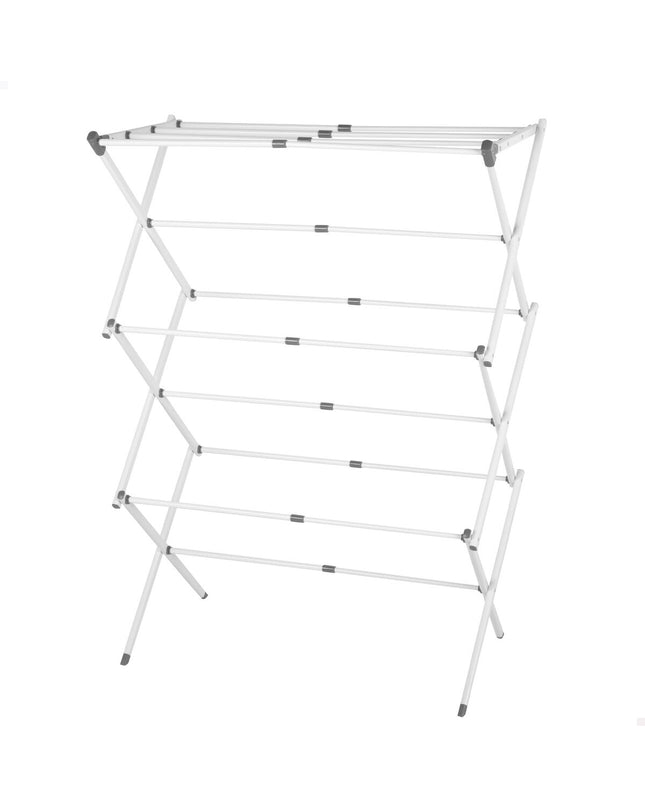 Pair of Max Home metal laundry drying racks, 75x104x37 cm, ideal for household clothes drying and storage.