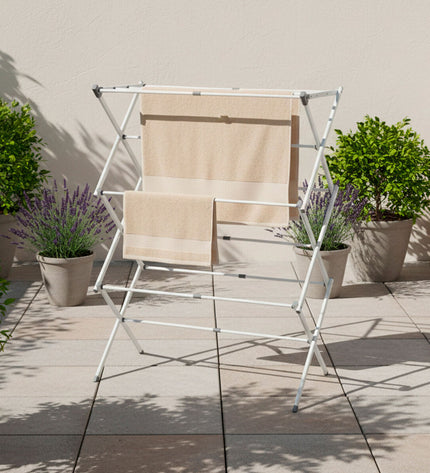 Two Max Home metal laundry drying racks, 75x104x37 cm, for household storage and organization, suitable for laundry rooms.