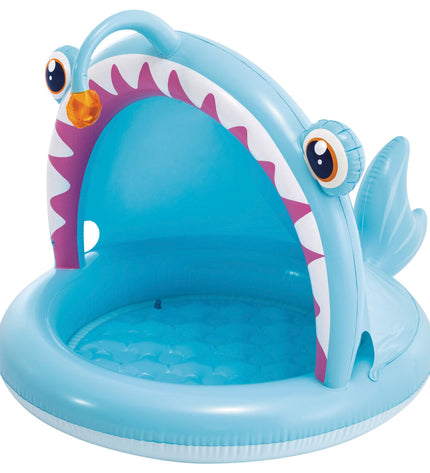 Inflatable children's swimming pool by Intex, 102x86x127 cm, shown with six pools stacked for outdoor play and cooling in summer.