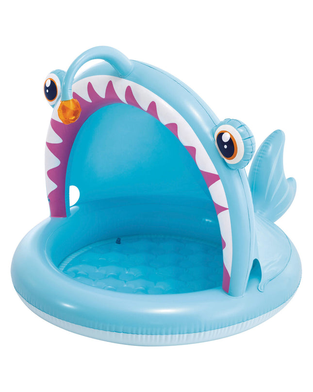 Inflatable children's swimming pool by Intex, 102x86x127 cm, shown with six pools stacked for outdoor play and cooling in summer.