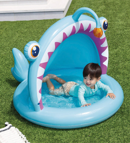 Inflatable children's swimming pool by Intex, 102x86x127 cm, shown with six pools stacked or arranged outdoors.