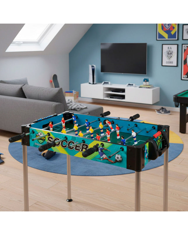 Colorbaby table football toy set with two colorful mini football game pieces for kids' play and entertainment.