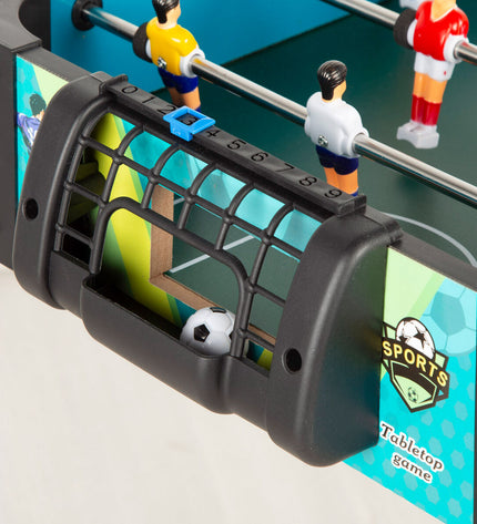 Pair of Colorbaby table football toys, colorful miniature soccer game accessories for children.