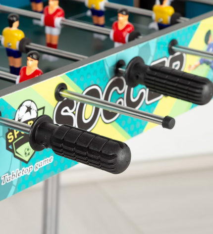 Colorbaby tabletop football game set with two colorful mini soccer tables for kids' play and entertainment.