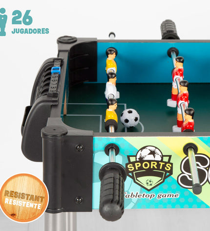 Colorbaby tabletop football game set with two colorful player figures, designed for fun and entertainment in play areas.