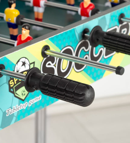 Two Colorbaby tabletop football game sets with colorful players and miniature goals, ideal for kids' game and toy play.