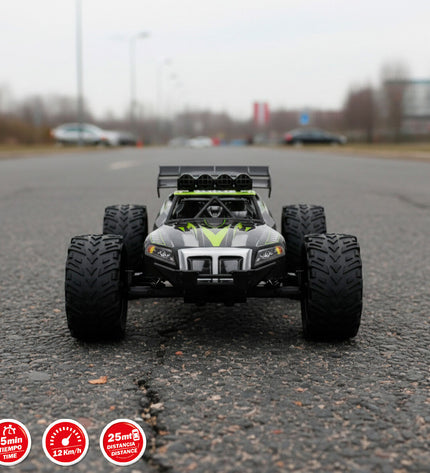 Pair of Speed & Go remote-controlled car motors, small toy vehicle parts in black with colorful details, for gaming and play.