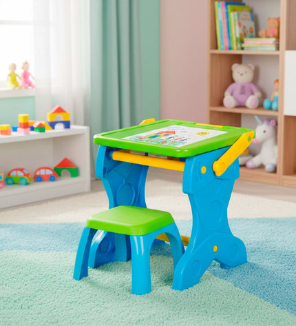 Colorbaby 2-in-1 playboard set with two colorful wooden boards for creative activities, measuring 39x74x33 cm.