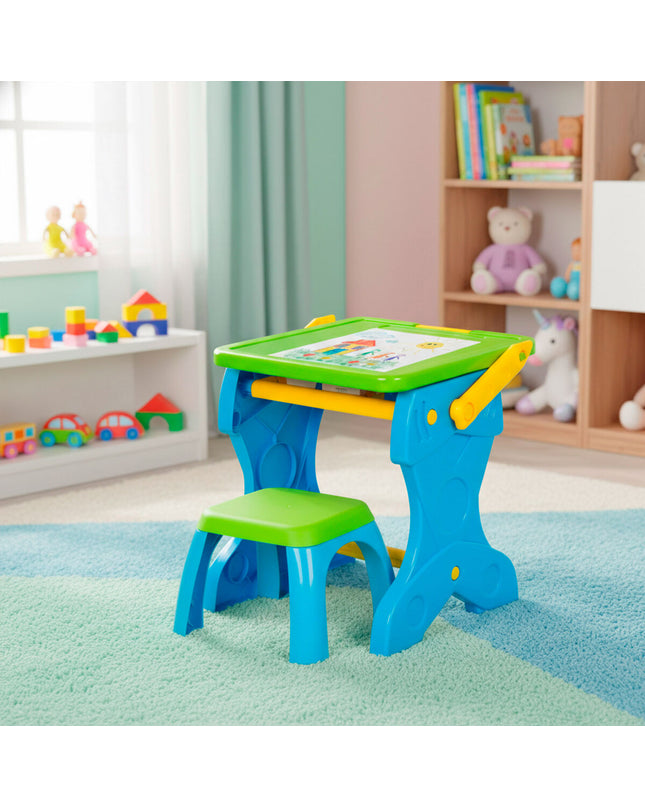 Colorbaby 2-in-1 playboard set with two colorful wooden boards for creative activities, measuring 39x74x33 cm.