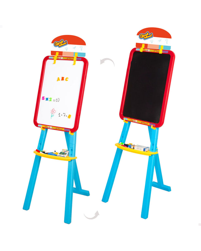 Two double-sided Colorbaby chalkboards, 36x115x42 cm, for creative play and educational activities in a playful setting.