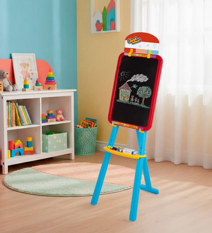 Two Colorbaby double-sided chalkboards, 36x115x42 cm, used for creative activities and children's play.