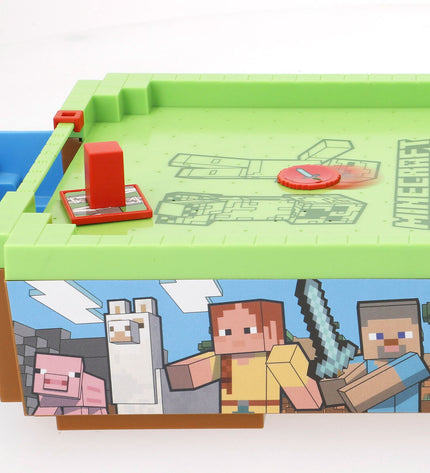 Minecraft hockey table set with two mini hockey tables, 36x8x19 cm, for kids' gaming and play.