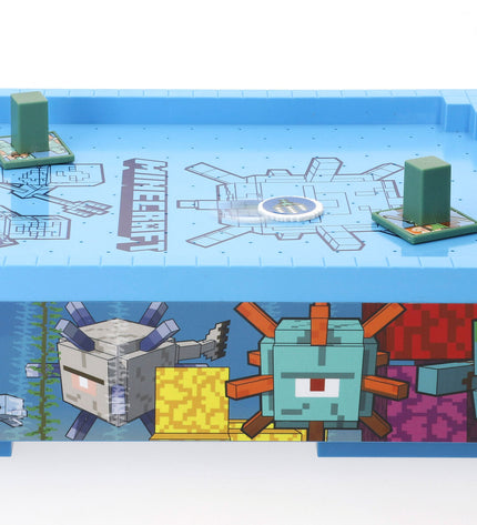Minecraft Domino set featuring two colorful domino pieces with Minecraft-themed designs and branding.