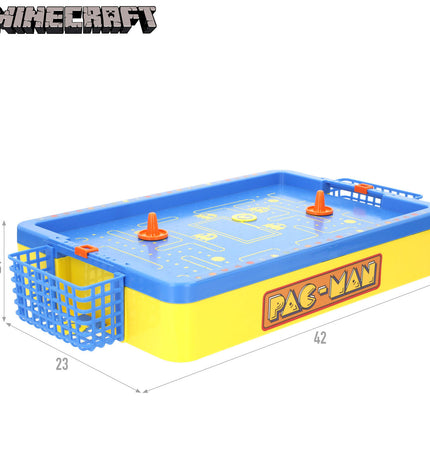 Two Pac-Man themed hockey tables, 42x7.5x23 cm, featuring colorful game design and classic Pac-Man branding, for kids' play.