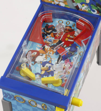 Set of four Sonic Pinball toys featuring Sonic the Hedgehog character, colorful game-themed designs, perfect for fans of Sonic games.