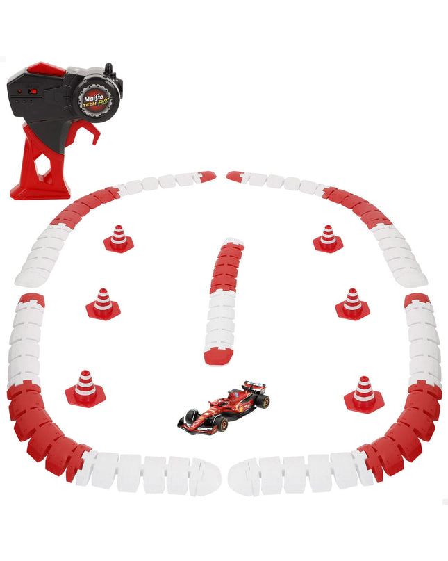 Four black and red Audi F1 2024 Ferrari SF-24 remote control toy cars, detailed and designed for play and collection.