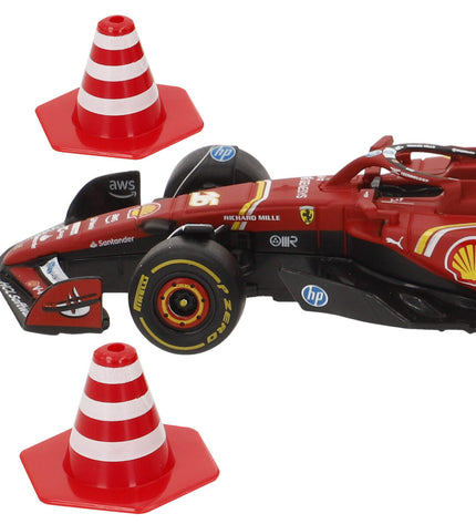 Set of four Audi F1 2024 Ferrari SF-24 remote control toy cars in black and red, designed for children’s play and racing fun.