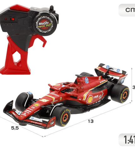 Set of four remote-controlled Audi F1 2024 Ferrari SF-24 toy cars in black and red, designed for children’s play and vehicle enthusiasts.