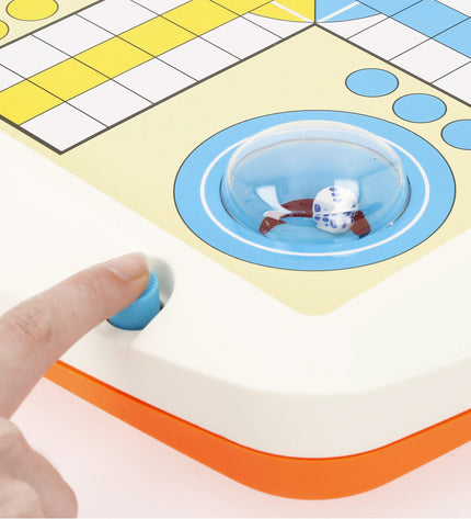 Colorbaby automatic men's Ludo game set with four colorful game pieces and dice, designed for fun and strategic play.