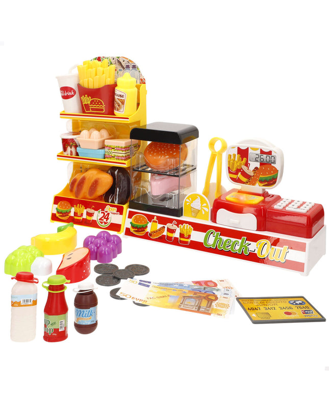Colorbaby speelgoed supermarkt set with two colorful toy grocery stores, perfect for imaginative play and role-playing games.