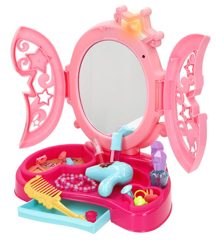 Colorbaby toy play vanity set with four miniature dressing tables, each measuring 27x31.5x18 cm, for imaginative role-play.