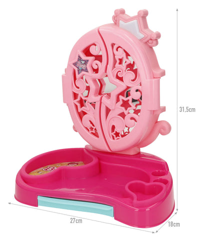Colorbaby toy dressing tables set with four pink and purple pretend play tables, measuring 27x31.5x18 cm, for imaginative role-play.