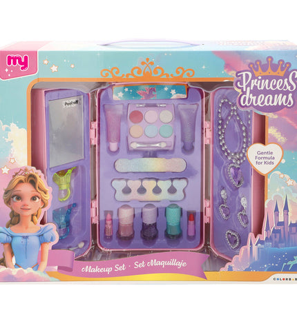 Colorbaby Kinder make-up set with four colorful pretend makeup items in a compact case, designed for children's imiteerspelletjes.